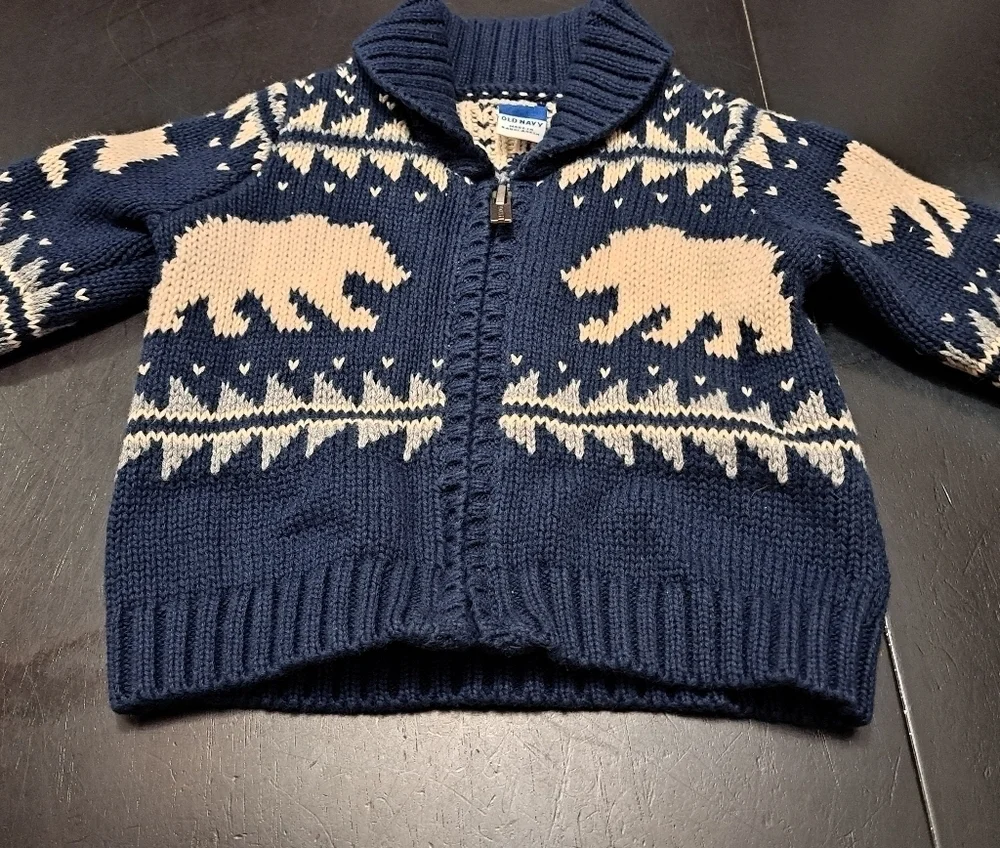 Old Navy Baby Fair Isle Zip Up Knit Cardigan  Size  0-3mo.